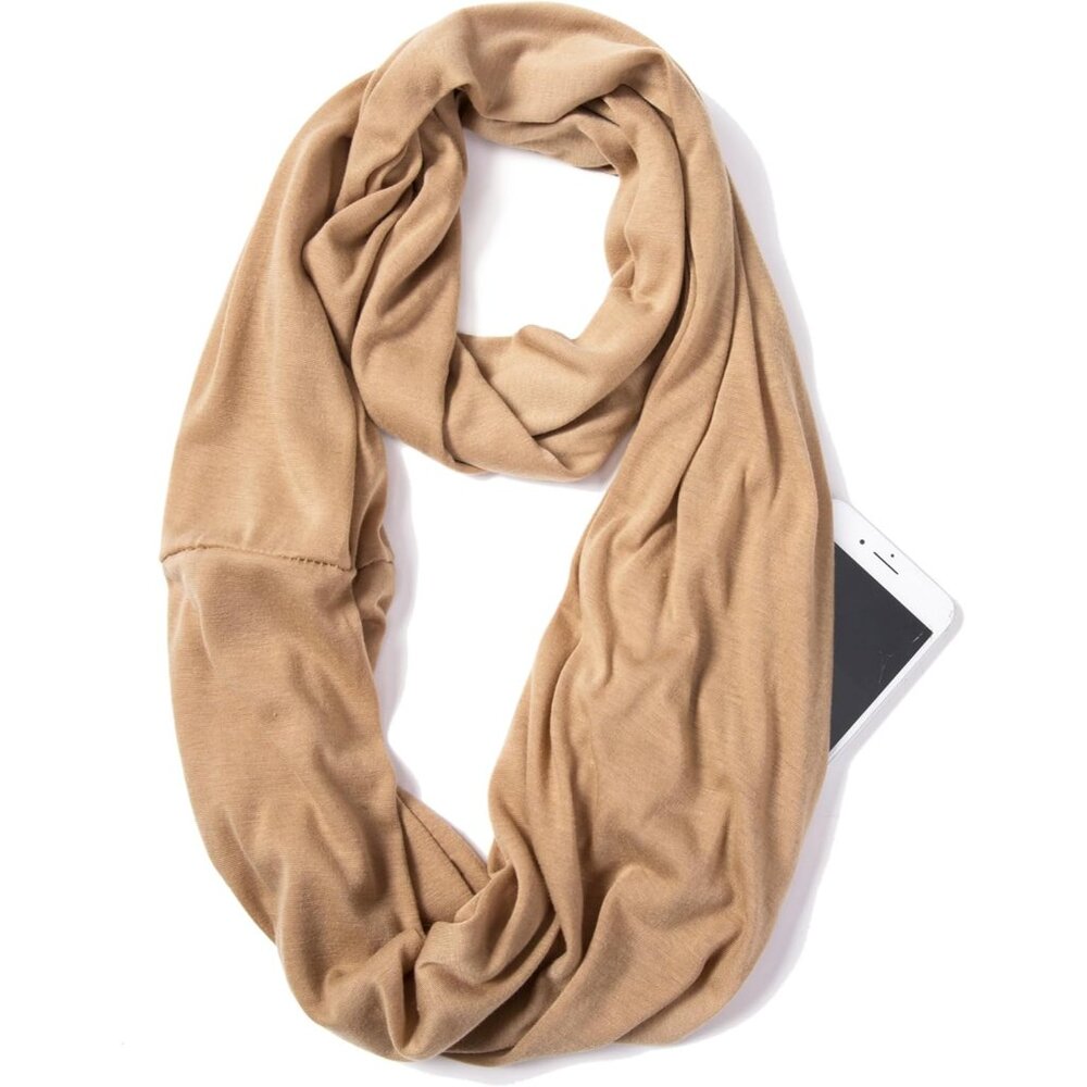 Infinity Loop Solid Color Scarf With Hidden Zippe… - image 1